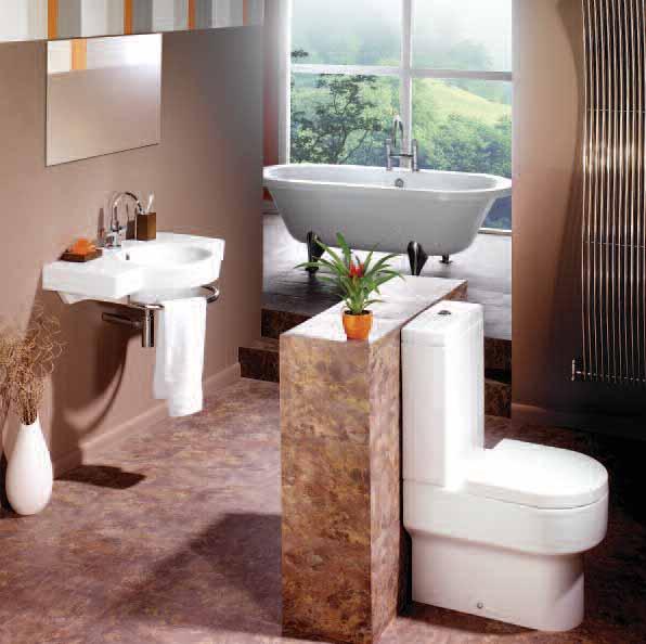 The Affinity 80cm winged contemporary basin shown with the smooth lines of the WC and the free standing bath Affinity, as pictured above RRP Affinity WC (inc.