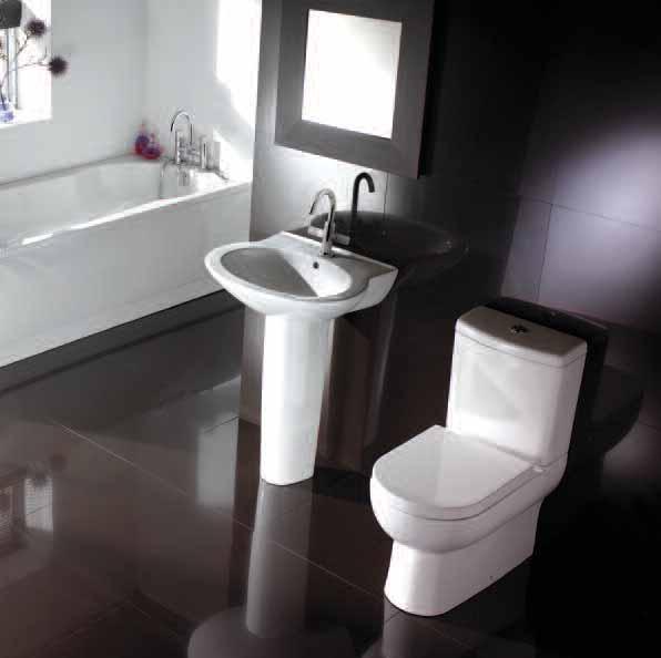 NEW New Smile pottery pictured with Vibe brassware and the Keyhole showerbath Reflection, as pictured above RRP Reflection WC 250 Reflection toilet seat 50 Reflection basin 90 Reflection Pedestal 50
