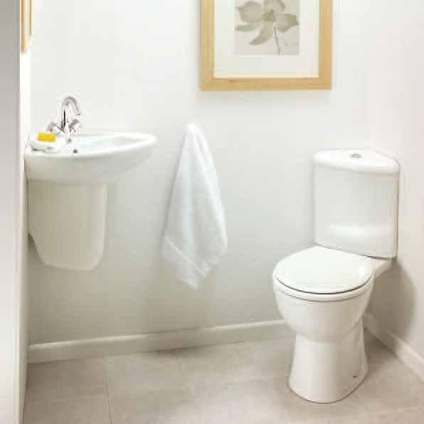 Highly practical yet retaining style, the corner cloakroom is perfect for modern homes and second bathrooms Corner cloakroom suite, as