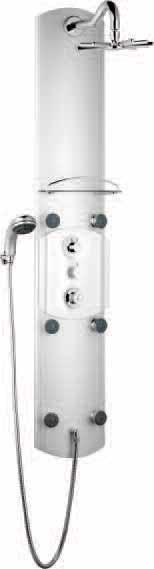 luxury shower panel Incorporates 6 body jets for a perfect shower experience Large main contemporary style shower head 2 shower heads
