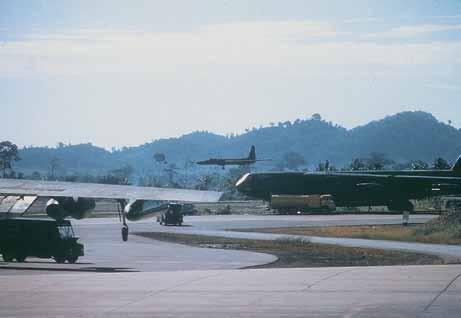 A U- on descent at U Tapao AB, Thailand, in 197, sharing the base with B-s.