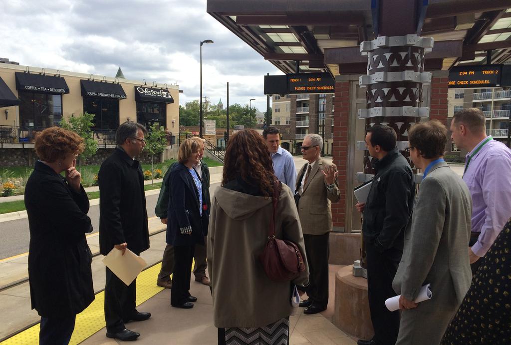 Visit us online at information and events 5 Above left and right: Members of the Southwest LRT Technical Project Advisory Committee (TPAC) recently toured METRO Green Line stations to see how public