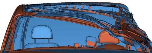 Fig. 16. Comparison of the original roof (blue) with the Fig. 17.