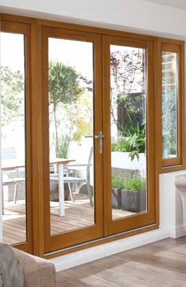 Solid Oak 54mm Pattern 10 These Solid Oak French Doors bring elegance and style to any property. Door with handle opens independently for daily access. 24mm low-e toughened insulating glazing, 1.
