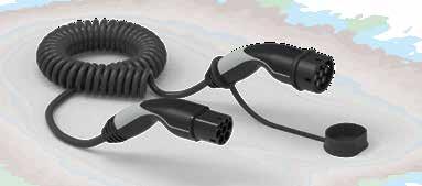 6 Charging cable with charging plug and charging connector, mode 3, type 2, 1-phase, 20A Cable type: flat Vehicle side (EV): 20A 1-phase type 2 charging connector Infrastructure side (EVCS): 20A