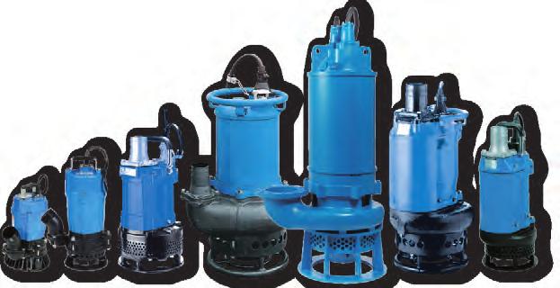 Abrasive resistant three-phase and single-phase pumps are available with either cast iron or synthetic rubber casings,