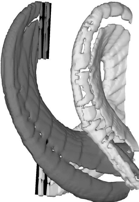 Figure 12: Illustration of a tail rotor blade-vortex interaction inforward flight atan advance ratio of0.275.