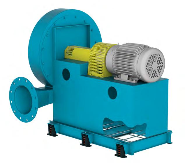 Inertia bases are typically used on longer, direct drive fans to mitigate assembly deflection, maintaining proper alignment between the motor, coupling, shaft and bearings.