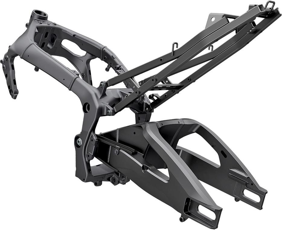 Chassis Features (continued) All-new Aluminum Superbike-braced Swingarm has equalized bracing to the main beams to provide balanced support and movement to the shock absorber to improves racetrack