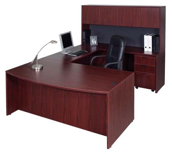 AFRILINE MANAGERIAL: F22 B004 1800 L-combination curved desk complete with a hutch unit &