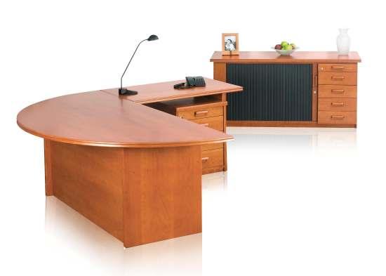 Half round executive L-Desk with a Mobile Pedestal and a Pedenza