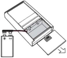 2. Operation 2-1. Battery Installation: Open battery compartment door on the back of the Fieldmeter. Connect battery to the wire terminal. Replace and close battery compartment door. 2-4.