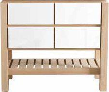 83 cm Ref 52206-1 BASIN UNIT OAK WITH 2 DRAWERS WHITE LACQUER DRAWER FRONTS, OAK OR STONE COUNTERTOP REQUIRED L 80 x D 45 x H 83 cm