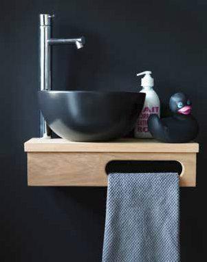 WASHROOM BASIN UNITS OAK CLOAK -ROOM L 40 x D 20 x H 10 cm WALL MOUNTED BASIN UNIT (OPTIONAL BASIN & TAP) Ref. 56014 WITH WHITE BASIN ref 0004 drilled hole included Ref.
