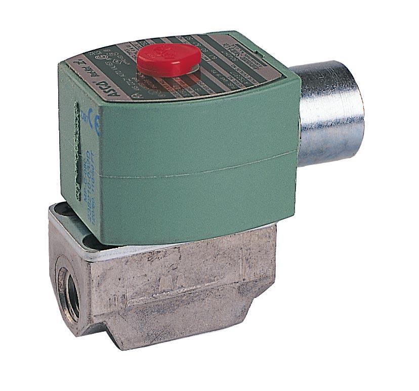 DIRECT ACTING ALUMINUM BODY SOLENOID VALVES 3/8" to 3/4" NPT FEATURES Lightweight, low-cost valves for air service. Ideal for low pressure applications. Provides high flow, Cv up to 9.5.