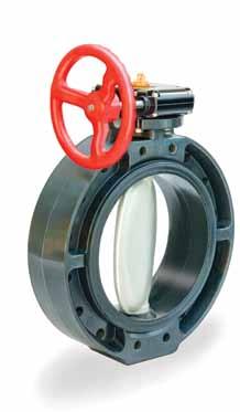 Type 56/ Series Butterfly Valves 16 to 24 New PDCPD bodies have full thickness design Prevents excessive compression of seat if flange bolts are over torqued 16 Type 56 with PDCPD body, PP disc 18 to