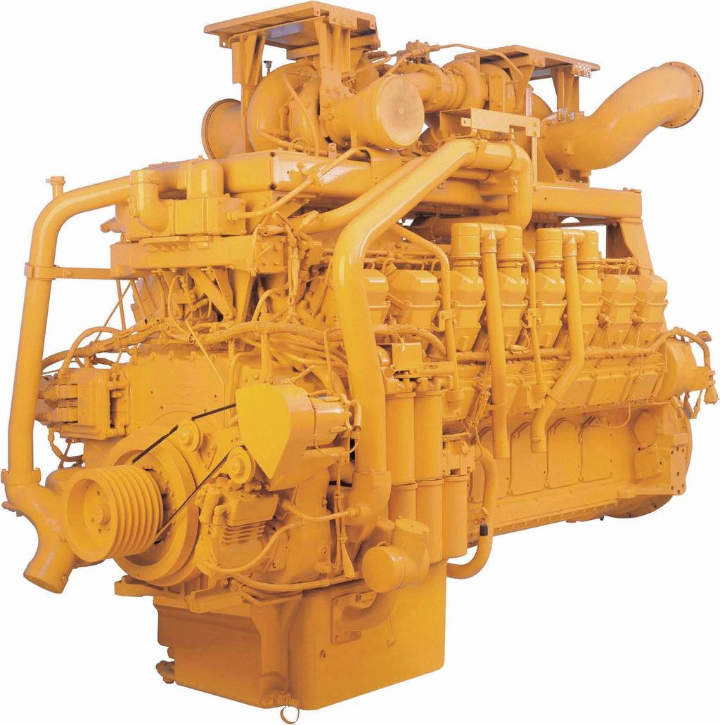 CAT ENGINE SPECIFICATIONS V-16, 4-Stroke-Cycle Diesel Bore...170.0 mm (6.69 in) Stroke...190.0 mm (7.48 in) Displacement... 69.0 L (4,210.64 in 3 ) Aspiration...Turbocharged / SCAC Compression Ratio.