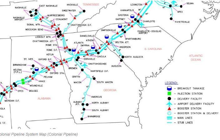 CHANGES IN REFINED PETROLEUM COLONIAL PIPELINE 15 8 and 10 Pipes to Nashville