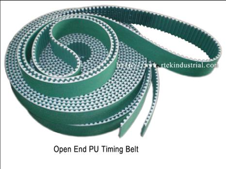 Open ended PU timing belt 1. Consistent dimensional stability 2. Low pre tension and noise 3. High wearing and abrasion resistant 4. High flexibility 5. Linear speed up to 80m/sec.
