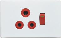 Dedicated Socket Outlet Metal Red Double Switched Dedicated Socket