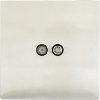 Brushed Stainless Steel Range Wiring Accessories TV, Telephone Socket Outlets and Bell Push (2 x 4-250