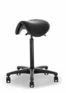 The saddle seat is available with or without back, covered in black fabric or black leather.