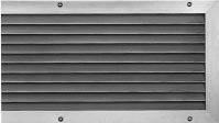 Robustly constructed supply or return air grille with fixed horizontal profiled blades with visible screw