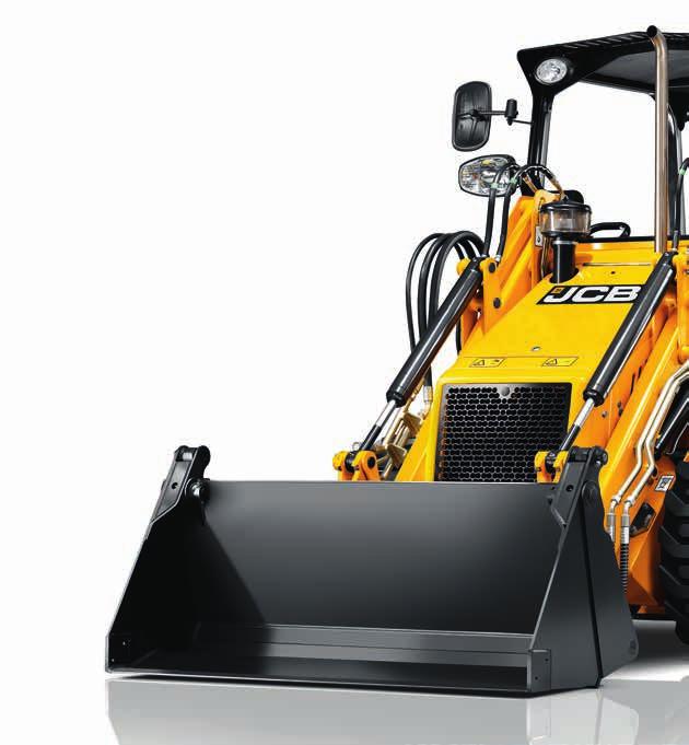 01 Heavy-duty chassis maximises driveline stresses 02 Extending dipper increases dig depth, reach and loadover height 03 6-in-1 shovel option adds to machine versatility 13 04 In-cab servo controls
