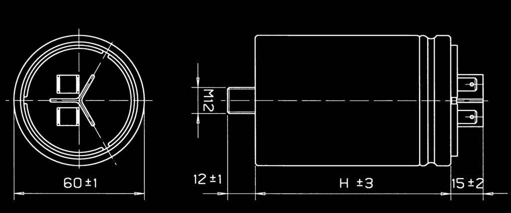 Single-phase Capacitors KNK5015 - cylindrical aluminium housing 230...550 V, 1.67...5 kvar f n = 50 Hz Resin filled Un (V) f n = 60 Hz Qn Cn (μf) In H (kg) Packing unit (pcs) 400 1.67 33.2 4.2 75 0.
