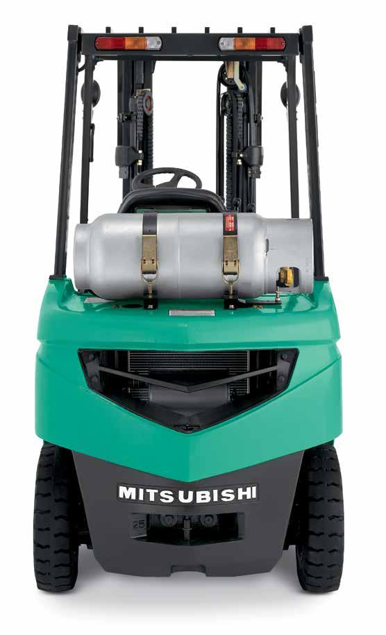 Standard Optional Comfortable Operator Compartment: With three-point access, operators of any size can easily enter the operator compartment of these Mitsubishi forklift