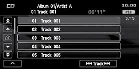 The name of the artist is displayed for the album currently being played. C. The playing time of the track currently being played is displayed. D.