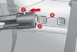 The load space cover can be secured in two different positions B, so that the row 2 