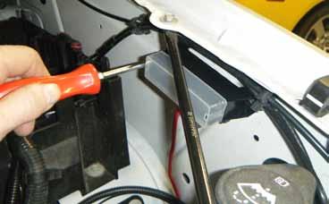 21. Mount the supplied fuse block to the inside of the driver side front fender by drilling two holes (1/8 drill) through the fuse block mounting