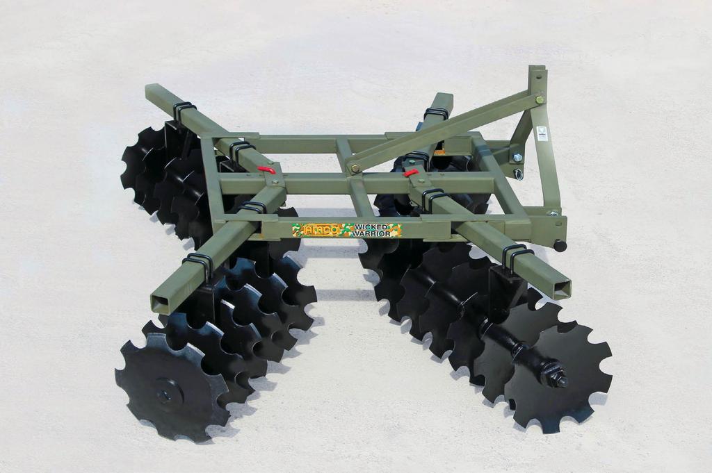 This three-point disc is sized for use with small horsepower tractors, and its true tandem design results in a smooth soil finish that s ready for seeding or sodding.
