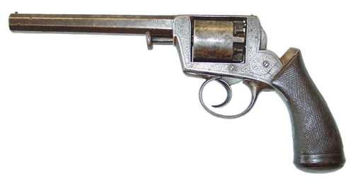 4 Mod. 1863 Lefaucheux revolver, 6 shots, 12 mm caliber, barrel length 155 mm, marked OVIEDO, dated 1868 and with SN 3849 1851 Adams revolver, 5 shots, 9.