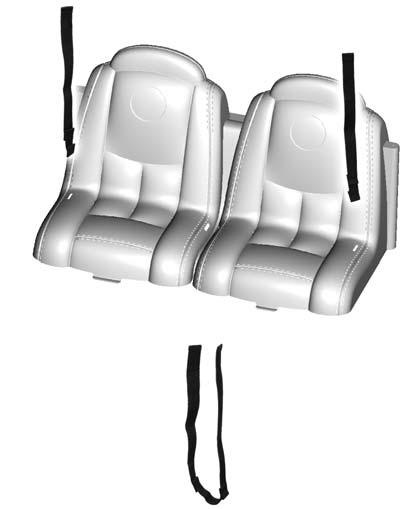 F ASSEMBLY Short Seat Belts TOP VIEW Seat Seat Long Seat Belt 33 Slots 32 Insert the fastener end of a short seat belt strap through the slot near the outer edge of the seat.