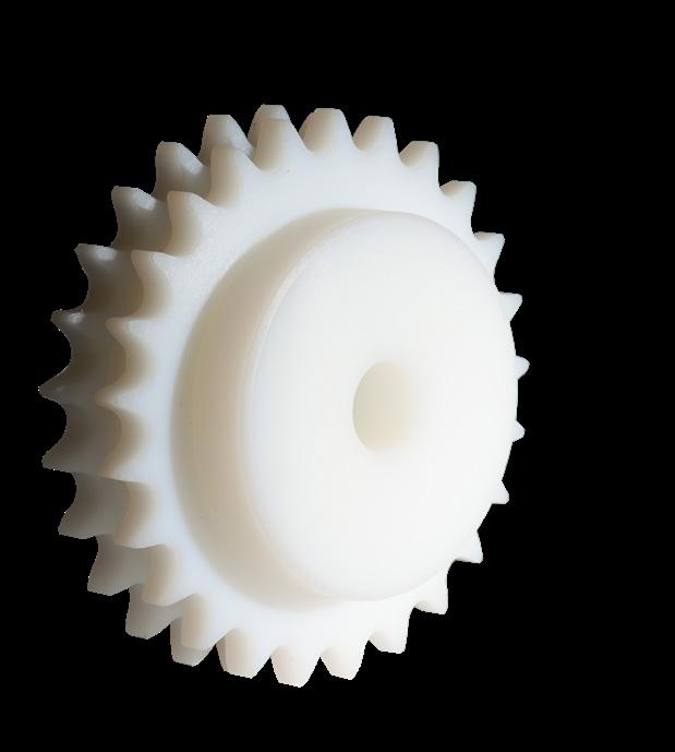 plastic sprockets are available in USDA/ FDA approved materials for applications involving food or drug processing and packaging.