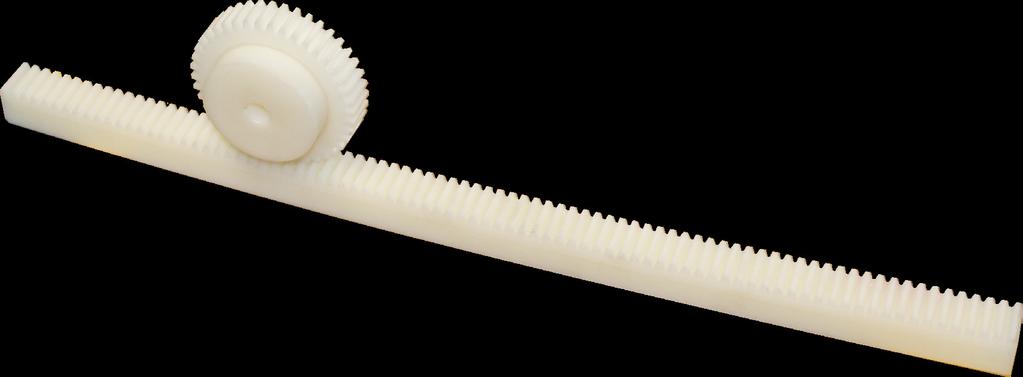 Machined Nylon Gear Rack Standard Material: Natural Oil-Filled Nylon Other dimensions available Supplied as nominal 48" lengths.