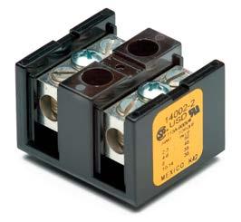 2- and 3-pole versions available with loadside 0.25" quickconnect terminals (4 per pole). See catalog numbers table. Volts 600 Vac/dc Amps 115 A SCCR 10 ka per UL 508A Table SB4.