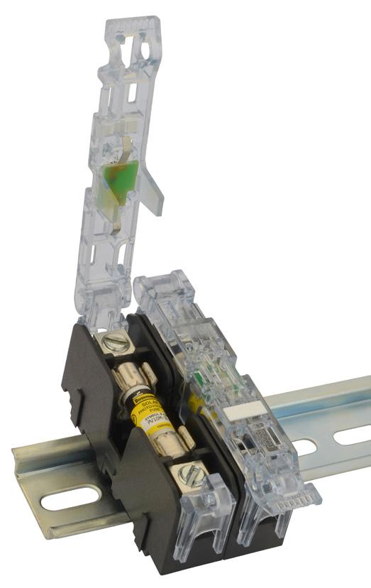 Photovoltaic fuses, holders, and blocks 6 BPVM modular blocks for 10x38mm fuses Recommended DIN-Rail end stops The Bussmann series BPVM modular style 1000 Vdc fuse blocks for use with 10x38mm (13/32