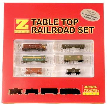 Caboose 4 assorted Micro-Trains Freight Cars Oval Track Layout (apprx.