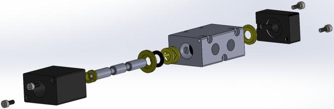 Figure 1. Components of 5/3 valve, 1 M3 screws, 2 