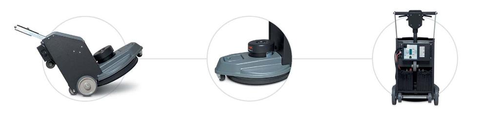 CREWMAN Dust Control 20 Battery Burnisher Easy access to change floor pad Floating shroud prevents dust from escaping into the air Features an onboard charger and maintenance free batteries Betco s