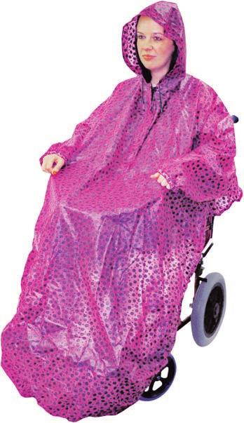 102 Wheelchair Mac with Sleeves Complete weather protection for you and your wheelchair Universal sizing with zip closure and elasticated skirt for a snug fit Stay dry with 100% Waterproof