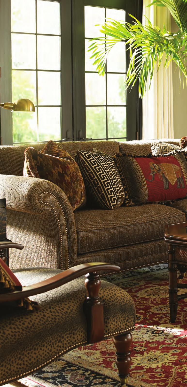 Living Room Layers of color, pattern, and texture are the hallmark of sophisticated upholstery design.