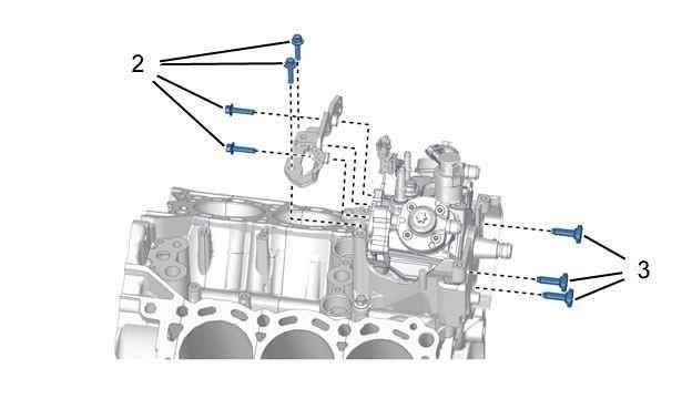 Reference Designation (2) bolts - Diesel injection pump bracket Tightening torque to 10 Nm (3)