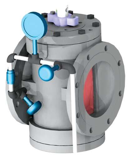 The relief valve is set to open at 25PSi or above and bleeds excess pressure to the upstream side.