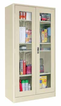 Elite Series Radius Edge Storage Choose steel doors to conceal contents, or durable acrylic doors for full visibility Heavy 22-gauge welded steel construction One center fixed shelf; three fully