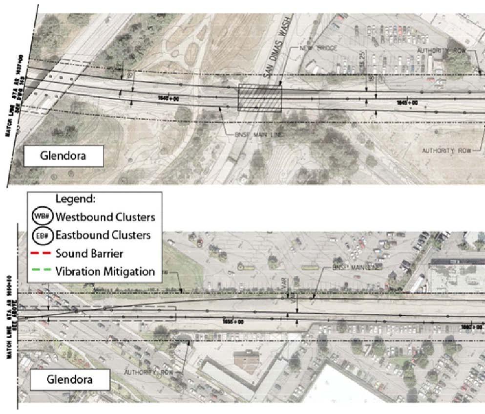 Figure 3.11 15. Glendora Cluster EB 12 City of San Dimas The light-rail tracks in the City of San Dimas run in the southern portion of the right-of-way, closer to the eastbound clusters.