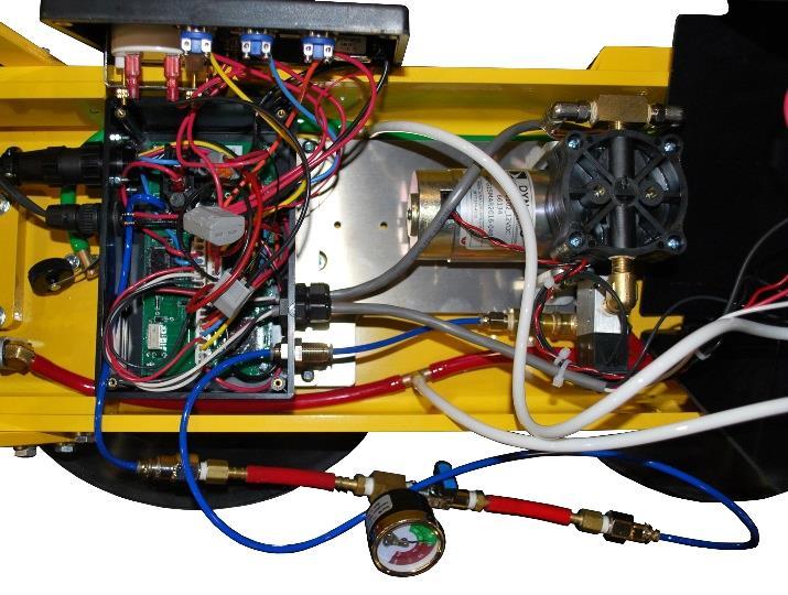 Note, there are two hoses used: one (11A) from the solenoid assembly to the control box external connection and one (11B) from the control box internal connection to the vacuum switch (11C) See